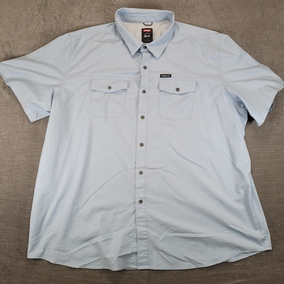 Wrangler Other - Wrangler Men 3XL Light Blue Short Sleeve Button Up Outdoor Performance Shirt
